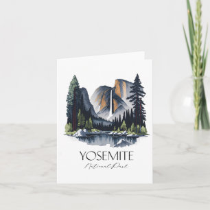 Cool Yosemite National Park Hiking Watercolor Grap Card