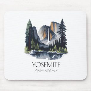 Cool Yosemite National Park Hiking Watercolor Grap Mouse Pad