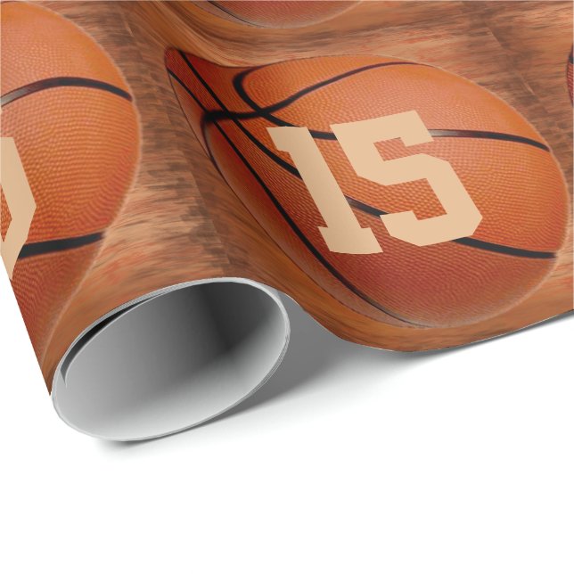 Cool Your JERSEY NUMBER Basketball Wrapping Paper (Roll Corner)