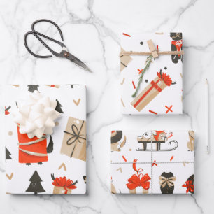 Cool Yule   Mid-Century Christmas Holiday Wrapping Paper Sheet