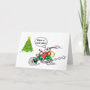Cool Yule Santa Motorcycle Personalised Christmas Holiday Card