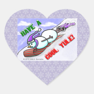 Cool Yule Snowman Heart Sticker