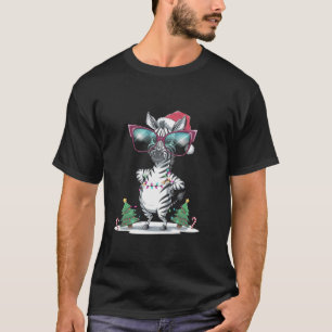 Cool Zebra Christmas Santa Hat and Sunglasses Zook T-Shirt