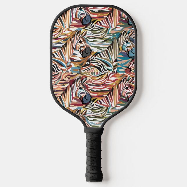 Cool Zebra Print Abstract Art Pickleball Paddle (Front)