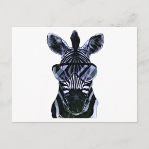 Cool Zebra with Glasses Postcard