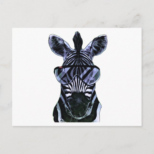 Cool Zebra with Glasses Postcard (Front)