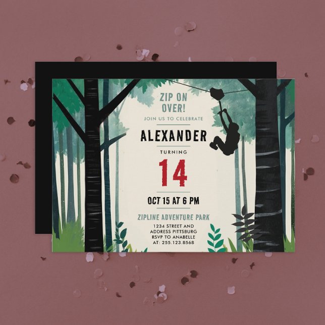 Cool Zipline Adventure Nature Outdoor Adrenaline Invitation (Creator Uploaded)