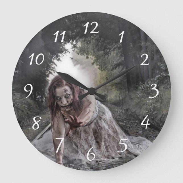Cool Zombie Girl Large Clock (Front)