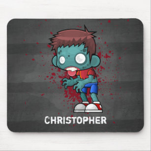 Cool Zombie Guy with Blood / Paint Splatter Mouse Pad