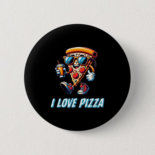 Cool Zza Slice Funny Food Lovers Kids Men And Wome 6 Cm Round Badge (Front)