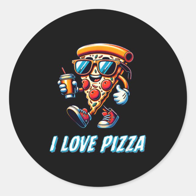 Cool Zza Slice Funny Food Lovers Kids Men And Wome Classic Round Sticker (Front)