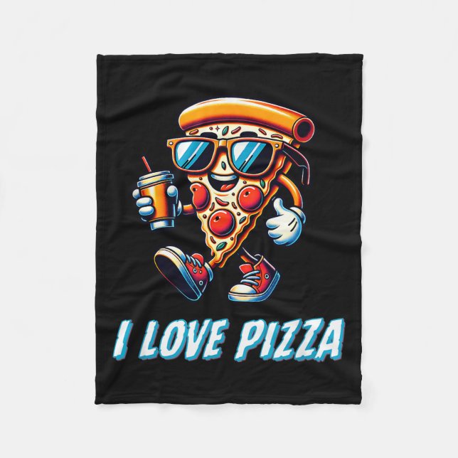 Cool Zza Slice Funny Food Lovers Kids Men And Wome Fleece Blanket (Front)