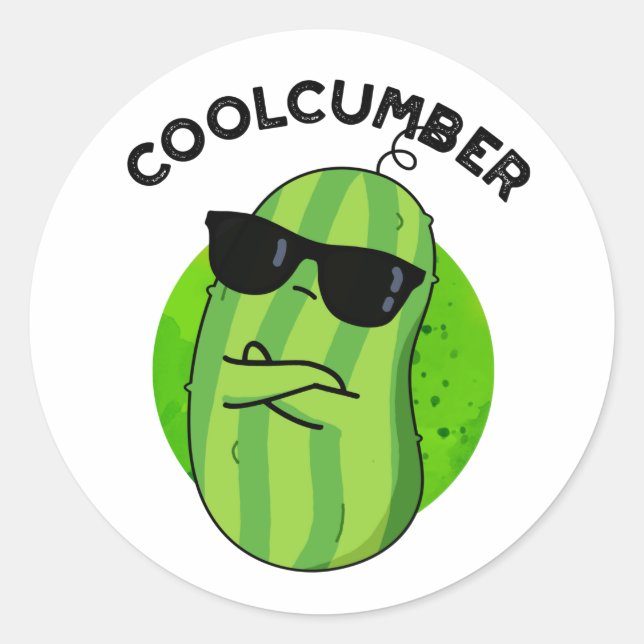 Coolcumber Funny Veggie Cucumber Pun  Classic Round Sticker (Front)