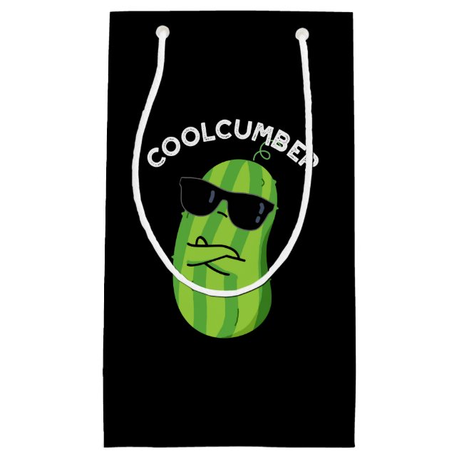 Coolcumber Funny Veggie Cucumber Pun Dark BG Small Gift Bag (Front)