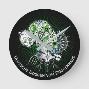 Coole Dogge with individual inscription Round Clock