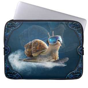 Cooler than the rest, the snowboarding snail. laptop sleeve