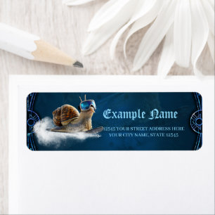 Cooler than the rest, the snowboarding snail. return address label