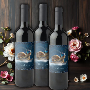 Cooler than the rest, the snowboarding snail. wine label