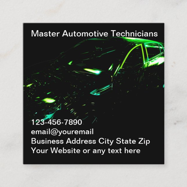 Coolest Automotive Technician Engineer  Square Business Card (Front)