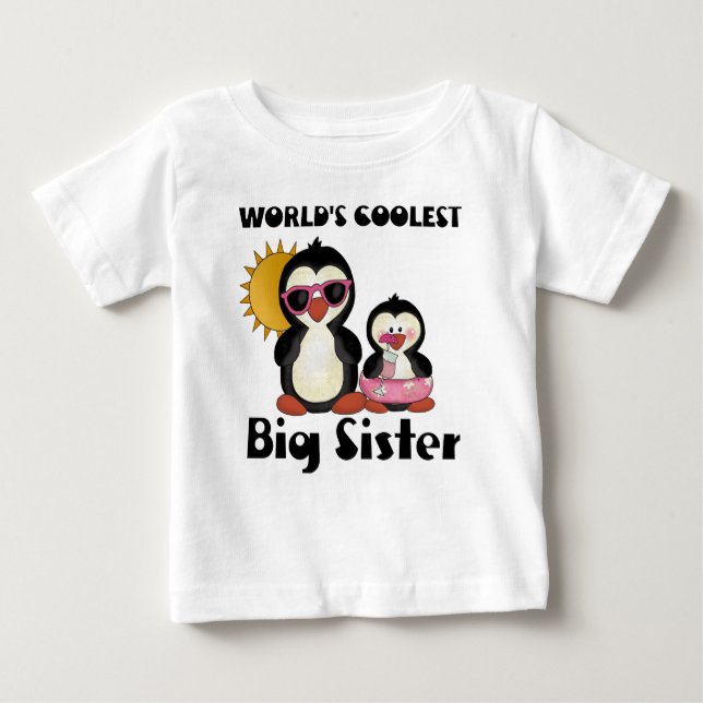 Coolest Big Sister Penguin Baby T-Shirt (Front)