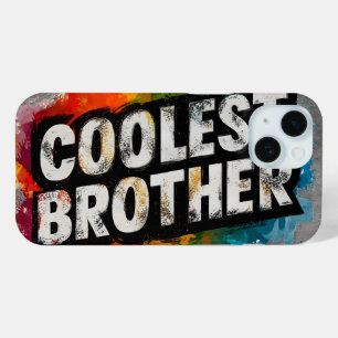 COOLEST BROTHER Typography with Watercolor Splash iPhone 15 Case