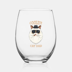 Coolest Cat Dad I Himalayan Cat Dad I Himalayan Stemless Wine Glass
