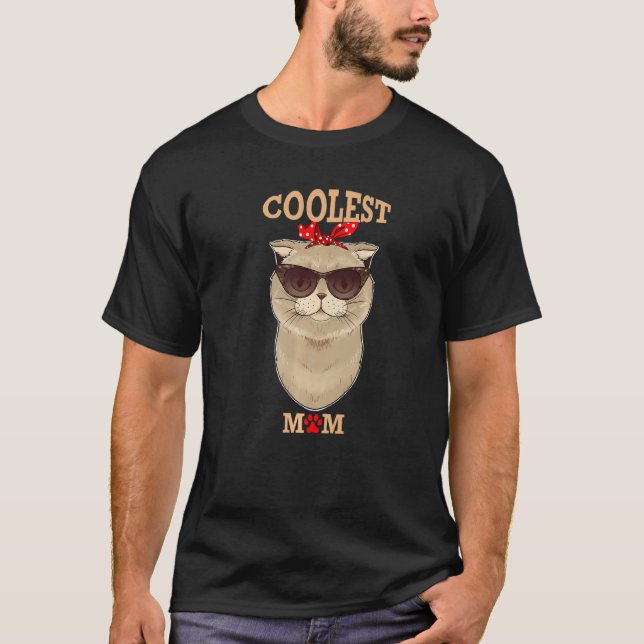 Coolest Cat Mum I Scottish Fold Cat Mum I Scottish T-Shirt (Front)