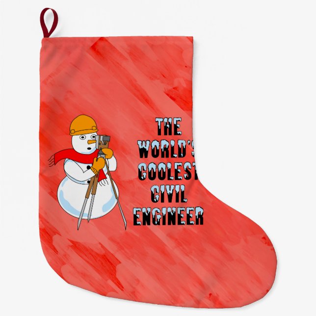 Coolest Civil Engineer Large Christmas Stocking (Front)