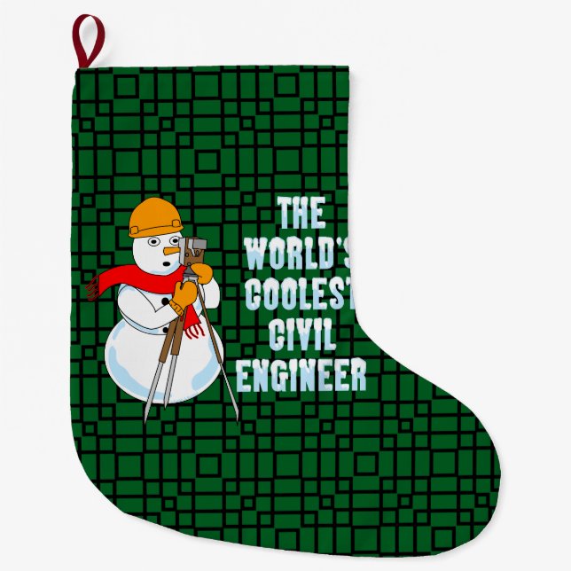 Coolest Civil Engineer Large Christmas Stocking (Front)