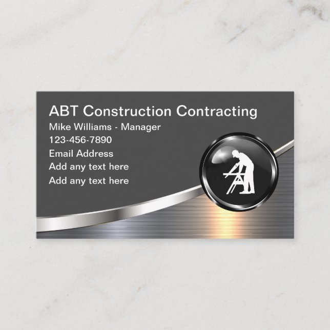 Coolest Construction Contractor Business Cards (Front)