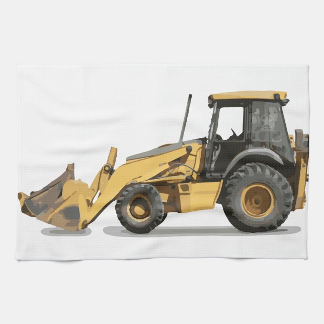Coolest Construction Excavator Digger Tea Towel (Horizontal)