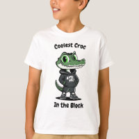 Coolest Croc in the Block Kids' T-Shirt - Fun Croc