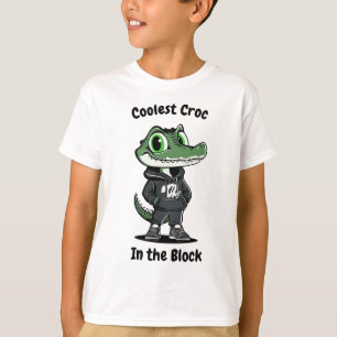 Coolest Croc in the Block Kids' T-Shirt - Fun Croc