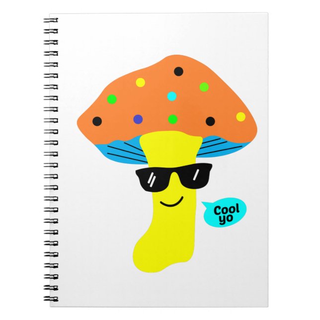 coolest cute mushroom with glasses notebook (Front)