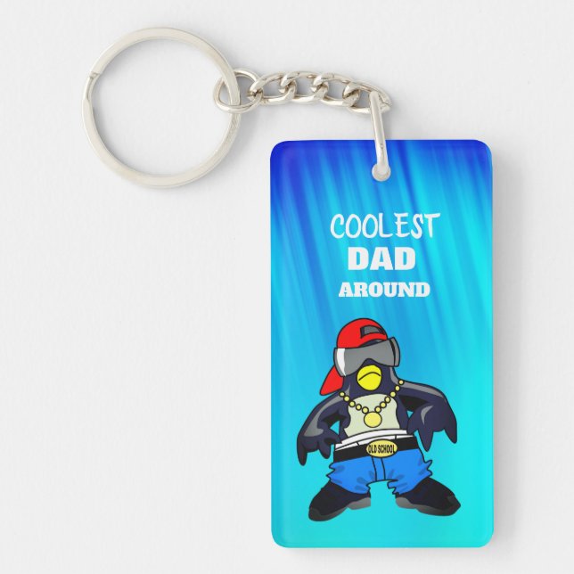 Coolest Dad Around Rectangle Keychain (Front)