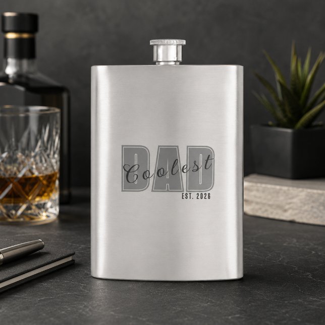 Coolest Dad Est. Custom Year - Dad Gift Hip Flask (Creator Uploaded)