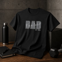 Coolest Dad Est. Custom Year White Script Dad Gift