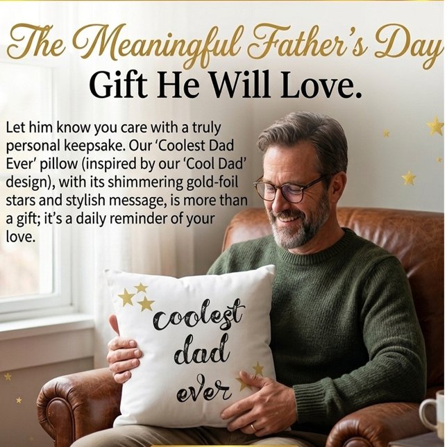 Coolest Dad Ever Black and White Keepsake Cushion (Creator Uploaded)