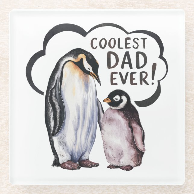 Coolest Dad Ever Glass Coaster (Front)