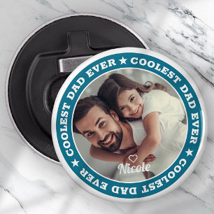 Coolest Dad Ever Modern Custom Photo Bottle Opener