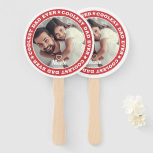 Coolest Dad Ever Modern Custom Photo Hand Fan