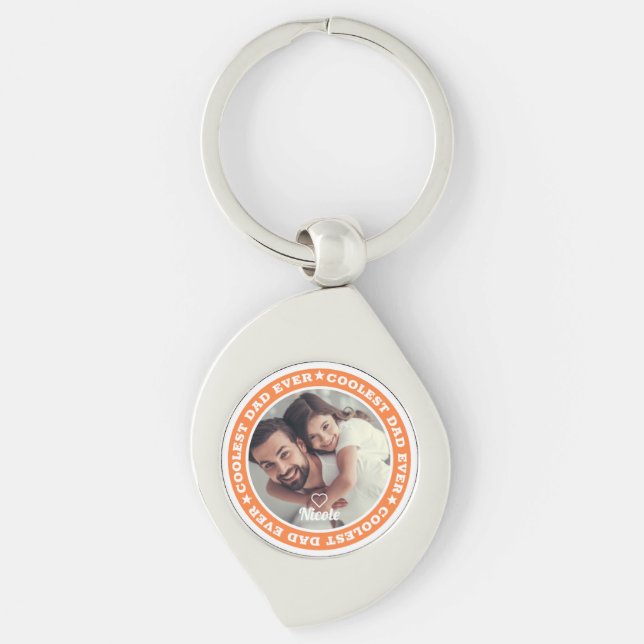 Coolest Dad Ever Modern Custom Photo Key Ring (Front)