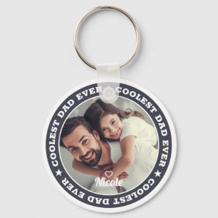 Coolest Dad Ever Modern Custom Photo Key Ring