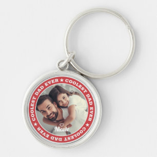 Coolest Dad Ever Modern Custom Photo Key Ring
