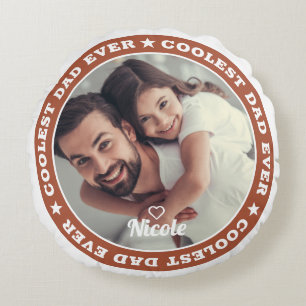 Coolest Dad Ever Modern Custom Photo Round Cushion