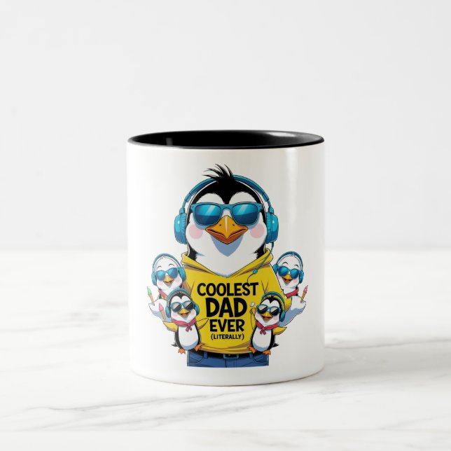 Coolest Dad Ever – Penguin  Two-Tone Coffee Mug (Center)