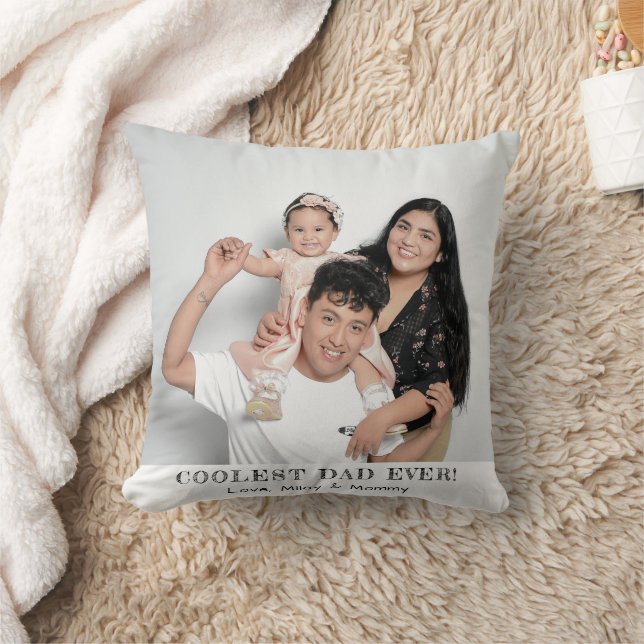 Coolest Dad Ever Photo Father's Day Memories Gift Cushion (Blanket)