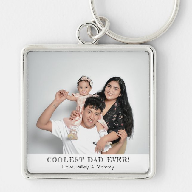 Coolest Dad Ever Photo Father's Day Memories Gift Key Ring (Front)