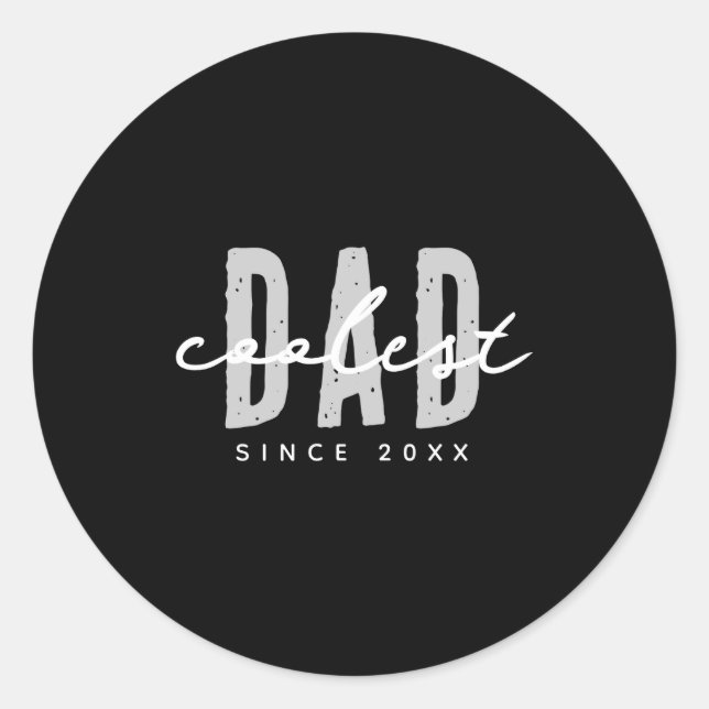 Coolest Dad Since 20xx Modern Simple Preppy  Classic Round Sticker (Front)