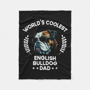 Coolest Dog Dad Papa - Men English Bulldog  Fleece Blanket